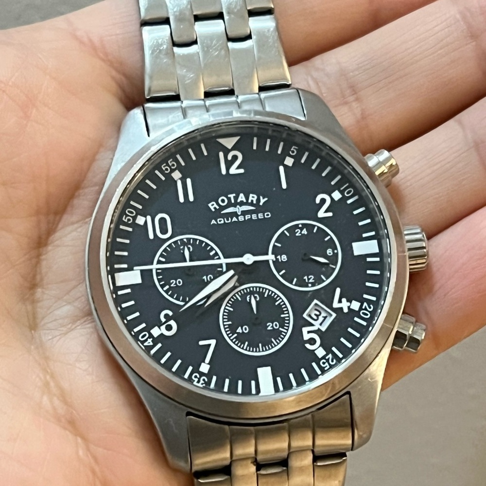 Rotary Aquaspeed Silver and Black Watch